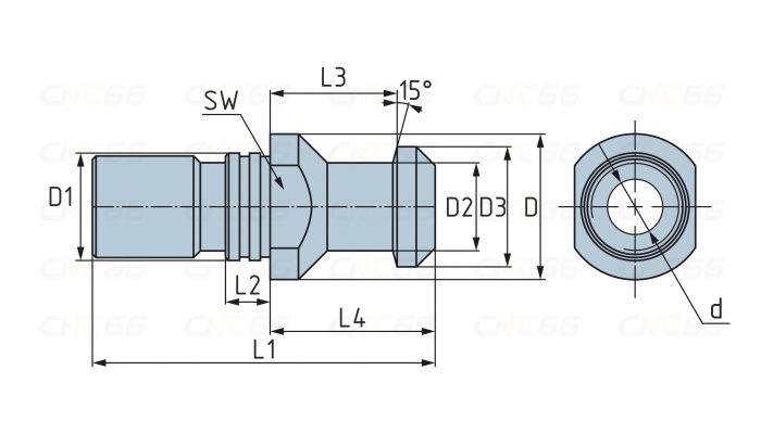Штревель SK50 с отверстием для СОЖ и уплотнительным кольцом
