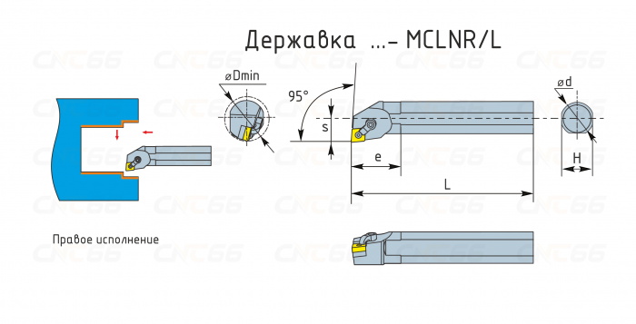 S40T-MCLNR16 Резец токарный (державка) расточной по металлу