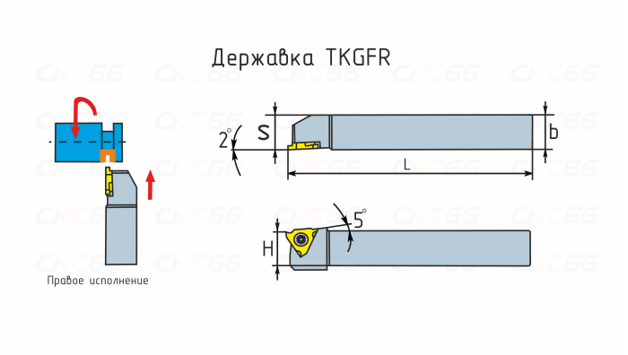 TKGFR1616H-16 Резец (державка) отрезной/канавочный