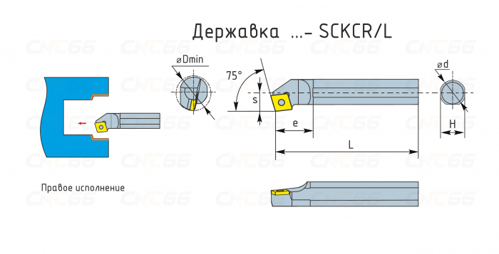 S12M-SCKCR06 Резец токарный (державка) расточной по металлу