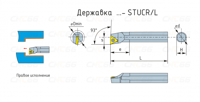 S10K-STUCR09 Резец токарный (державка) расточной по металлу