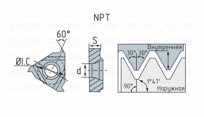 16ER115NPT-HR52013 Пластина резьбовая 16ER115NPT-HR52013 Пластина резьбовая