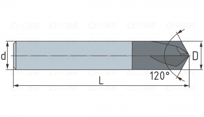 Фреза твердосплавная фасочная 4 зуба, HRC55, 12x25x12x83L-120° Фреза твердосплавная фасочная 4 зуба, HRC55, 12x25x12x83L-120°