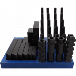 Набор прижимов со шпильками M20 для фрезерного стола с пазом 22 мм, 58 предметов Набор прижимов со шпильками M20 для фрезерного стола с пазом 22 мм, 58 предметов