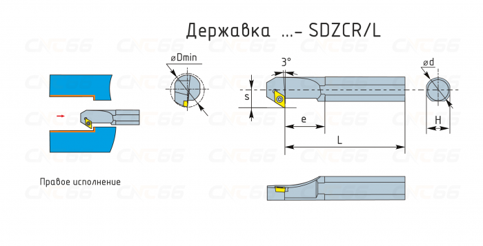 S16Q-SDZCL07 Резец токарный (державка) расточной по металлу