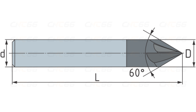 Фреза твердосплавная фасочная 3 зуба, HRC55, 10x20x10x75L-60°