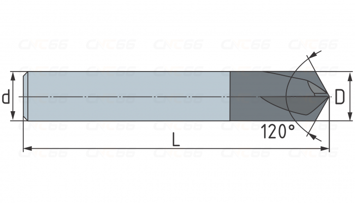 Фреза твердосплавная фасочная 3 зуба, HRC55, 12x23x12x75L-120°