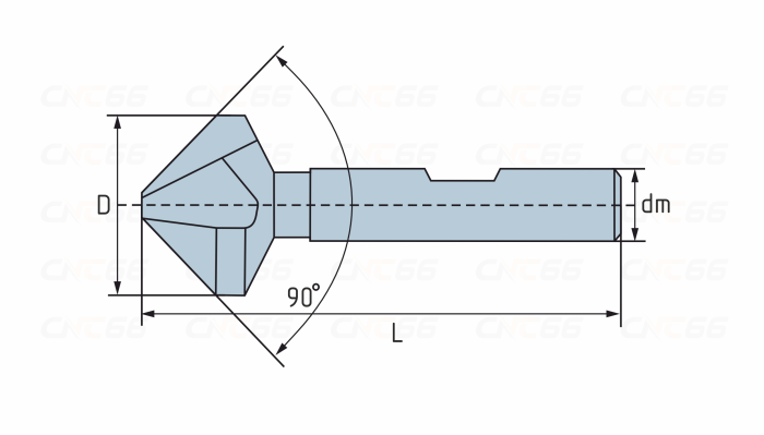 TCHX-305 Зенковка по металлу, HSS, хвостовик Weldon 3/4", 3-55*60*90°
