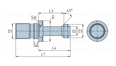 Штревель BT40x45 без отверстия для СОЖ и без уплотнительного кольца CNC66