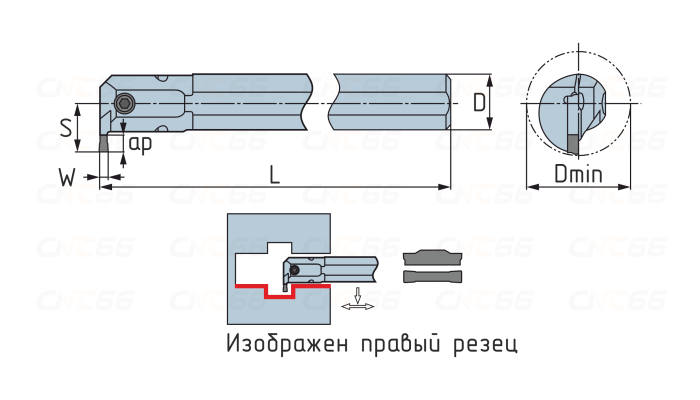 MGIVL3732-5 Резец (державка) канавочный расточной