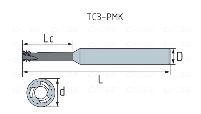 TC3-PMK.z3.6,5.24,6.63.D8.1,25ISO.TiAlN Резьбофреза для внутренней метрической резьбы М/МF