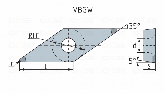 2NU-VBGW160408-KBCN700 Пластина токарная с вставками из кубического нитрида бора (CBN
