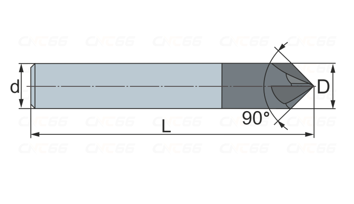 Фреза твердосплавная фасочная 3 зуба, HRC55, 12x83L-90°
