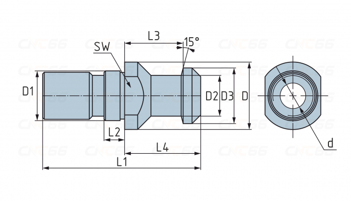 Штревель SK40 с отверстием для СОЖ