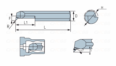 MQR-6-R0.2-L15-JF610M Мини-резец для профильного растачивания