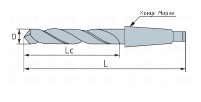16,5-HSS-KM2 Сверло спиральное с коническим хвостовиком, КМ2, 16,5x125x223 мм