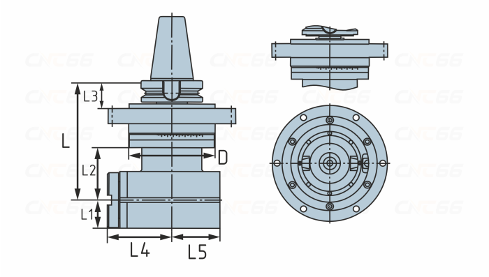 DK90-HSK63A-ER20M-200 Угловая фрезерная головка