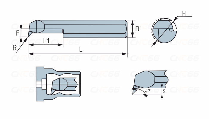 MQR-8-R0.2-L30-JF610M Мини-резец для профильного растачивания