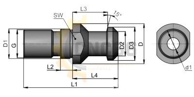 Штревель SK40 с отверстием для СОЖ и уплотнительным кольцом